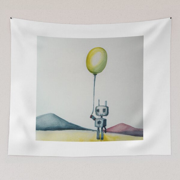 Item preview, Lonely Robot Holding A Balloon - Robot Looking For Love - Valentine's Day Gift designed and sold by AlanPhotoArt.