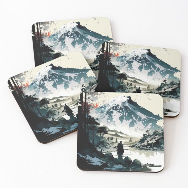Item preview, Man Standing in River with Snowy Mountain designed and sold by Electric-Llama.