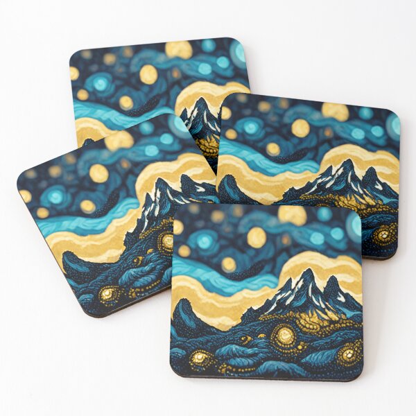 Item preview, Blue and Gold Mountains And Rivers Under a Starry Night Sky 4 designed and sold by Styxiann.