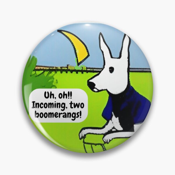 Item preview, Funny kangaroo on bicycle wall art cartoon, "incoming boomerangs!" Kangaroo animal wall decor as prints, on canvas, or posters. Wall art decor for your living room and bedroom. Choice of print sizes. designed and sold by JoelsCorner.