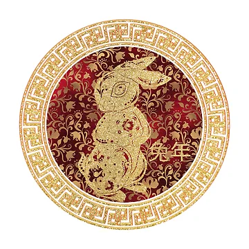 Artwork thumbnail, Gold Floral Rabbit by ALesterDesign