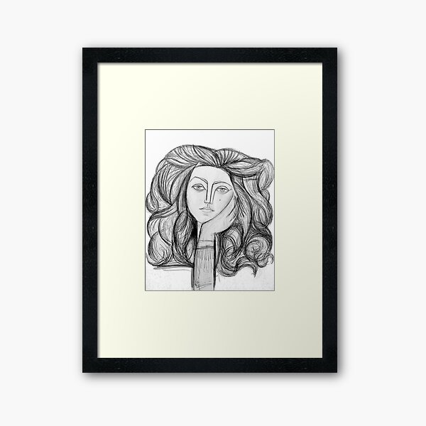FRANCOISE 1946 : Vintage Abstract Charcoal Print Framed Art Print