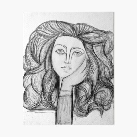 FRANCOISE 1946 : Vintage Abstract Charcoal Print Art Board Print
