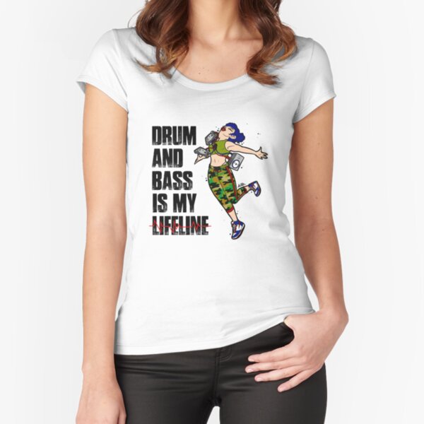 D&B Its My Lifeline (Camo Girl w/ Black Text) Fitted Scoop T-Shirt