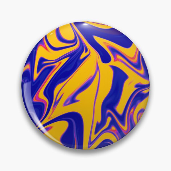 Item preview, Abstract Liquid metallic Marble Art Paint- Blue and Yellow Retro Abstract Marble Art designed and sold by MAEffects.