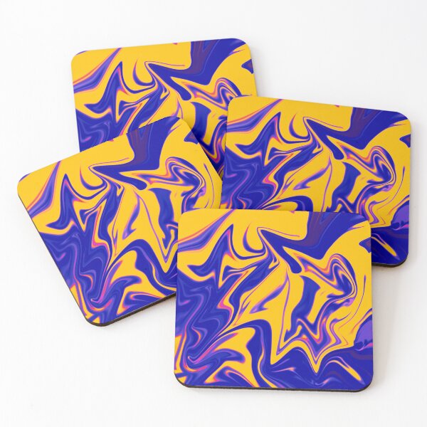 Item preview, Abstract Liquid metallic Marble Art Paint- Blue and Yellow Retro Abstract Marble Art designed and sold by MAEffects.