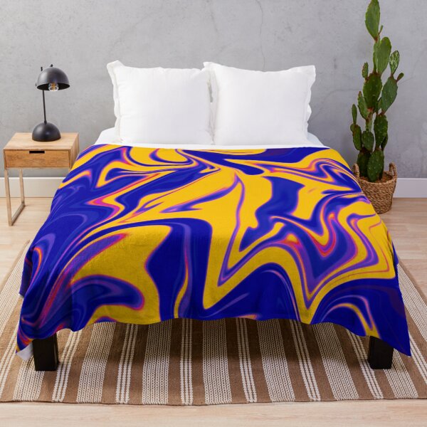 Item preview, Abstract Liquid metallic Marble Art Paint- Blue and Yellow Retro Abstract Marble Art designed and sold by MAEffects.
