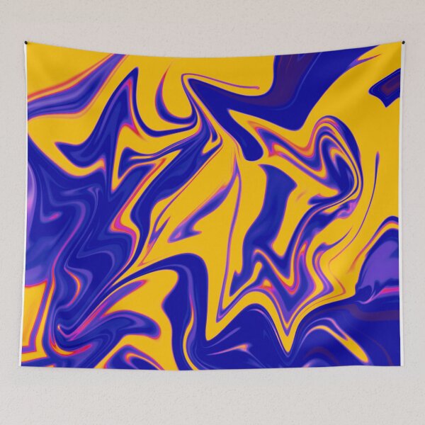 Item preview, Abstract Liquid metallic Marble Art Paint- Blue and Yellow Retro Abstract Marble Art designed and sold by MAEffects.