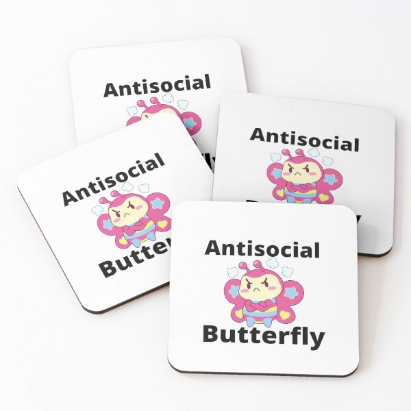 Aperçu de l'œuvre Papillon antisocial rose. | citations introverties drôles. | problèmes d'introversion liés. créée et vendue par Confusion-Human.