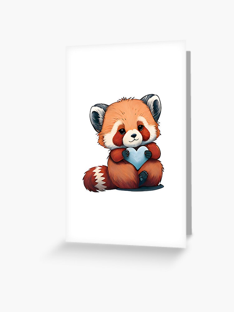 Carte de vœux for Sale avec l'œuvre « mignon, panda rouge, saint