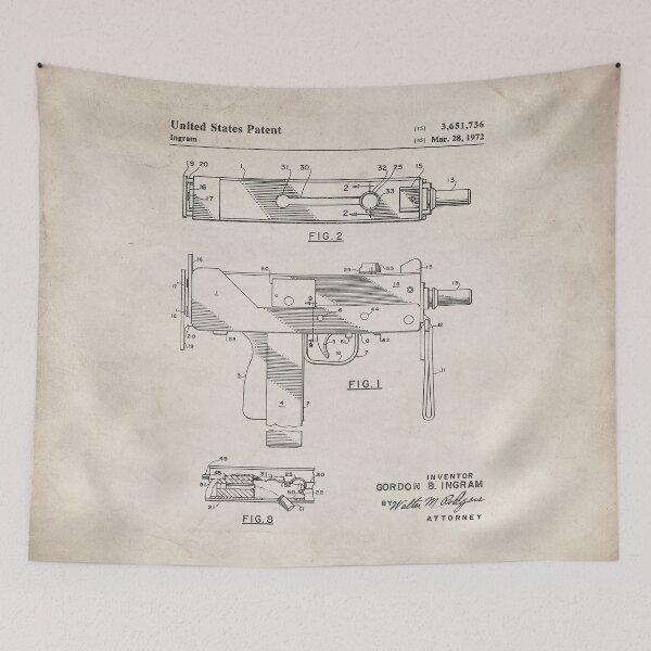 Item preview, MAC 10 Uzi Patent - Gun Lover Gunsmith Workshop Art - Antique designed and sold by patentpress.