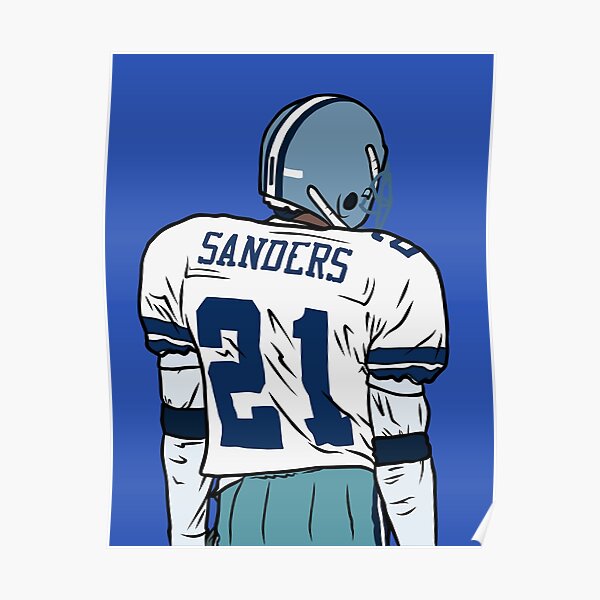 Deion Sanders Jerry Rice Poster Dallas Cowboys vs 49ers Football Drawing Art