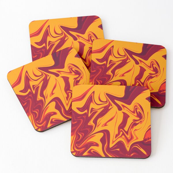 Item preview, Abstract Liquid Metallic Marble Art Paint- Orange Lava Yellow Marble art designed and sold by MAEffects.