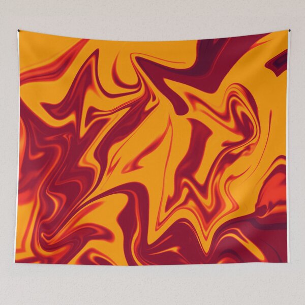 Item preview, Abstract Liquid Metallic Marble Art Paint- Orange Lava Yellow Marble art designed and sold by MAEffects.