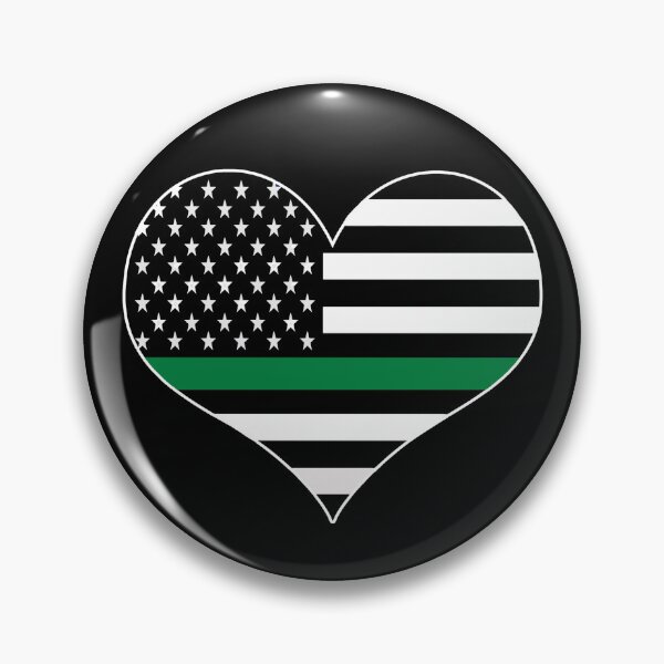 Item preview, American Flag Thin Green Line Heart Federal Agent Military designed and sold by EndlessFreedom.