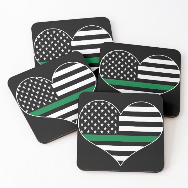 Item preview, American Flag Thin Green Line Heart Federal Agent Military designed and sold by EndlessFreedom.