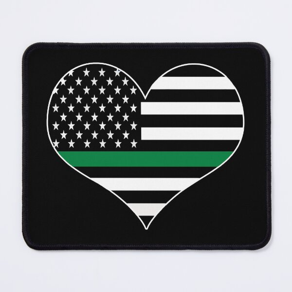 Item preview, American Flag Thin Green Line Heart Federal Agent Military designed and sold by EndlessFreedom.