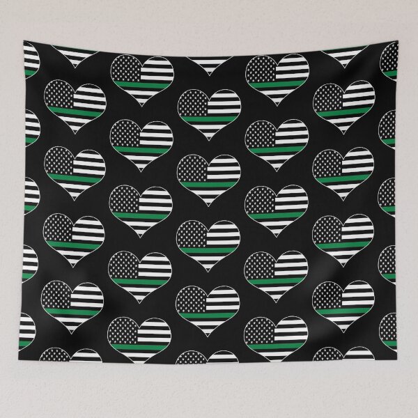 Item preview, American Flag Thin Green Line Heart Federal Agent Military designed and sold by EndlessFreedom.