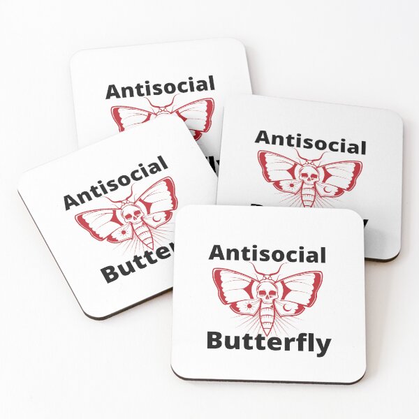 Aperçu de l'œuvre Papillon antisocial rouge effrayant. | citations introverties drôles. | problèmes d'introversion liés. créée et vendue par Confusion-Human.