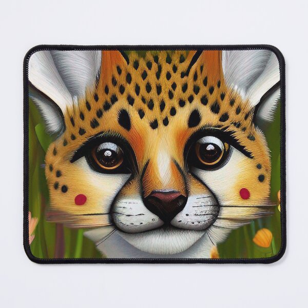 Item preview, Serval Cat Surrounded by Colorful Flowers - Whimsical Aesthetic Original Artwork designed and sold by emmtayloor.