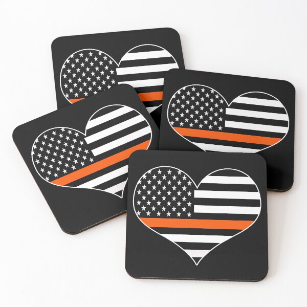 Item preview, American Flag Thin Orange Line Search and Rescue SAR Heart designed and sold by EndlessFreedom.