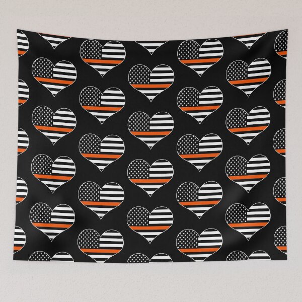 Item preview, American Flag Thin Orange Line Search and Rescue SAR Heart designed and sold by EndlessFreedom.