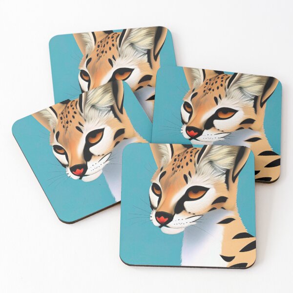 Item preview, Pop Art Serval Cat with Vibrant Blue Background - Original Artwork designed and sold by emmtayloor.