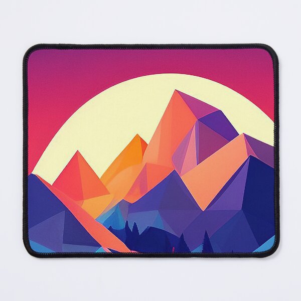 Item preview, Winter Sunset Polygon Mountain Artwork Vibrant Colorful Landscape designed and sold by emmtayloor.