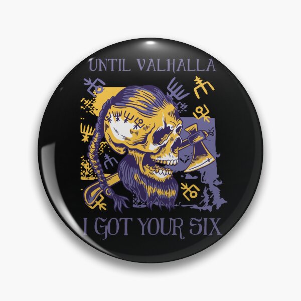 Item preview, Until Valhalla I got your six - Yellow Purple Viking Skull designed and sold by Georgy09.