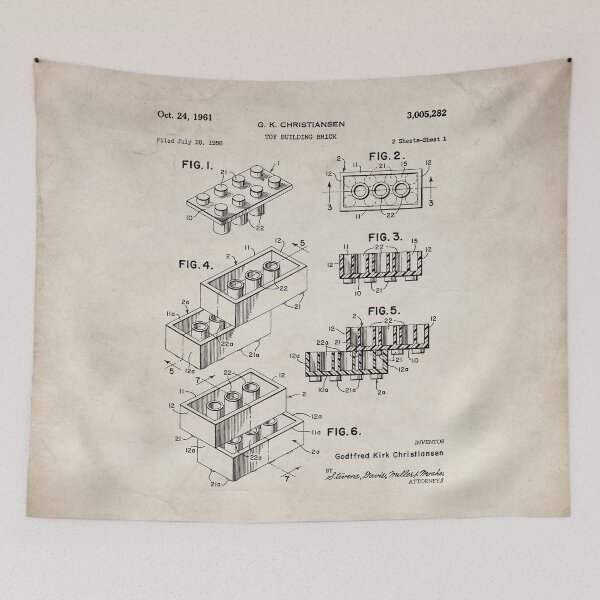 Artikelvorschau, Toy Building Brick Patent - Retro Toy Element Game Room Art - Antique entworfen und verkauft von patentpress.