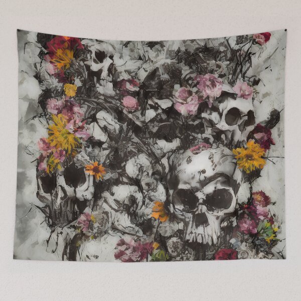 Item preview, Emergent Skull and Flower Mixed Media Punk Art is the right mixture of dark and light for those who love Halloween all year round, especial for spring and Valentine's Day designed and sold by HauntFamily.