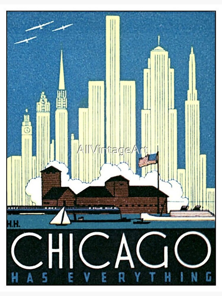 Chicago Magnet 2" x 3" Refrigerator Locker Travel Poster Vintage Retro United