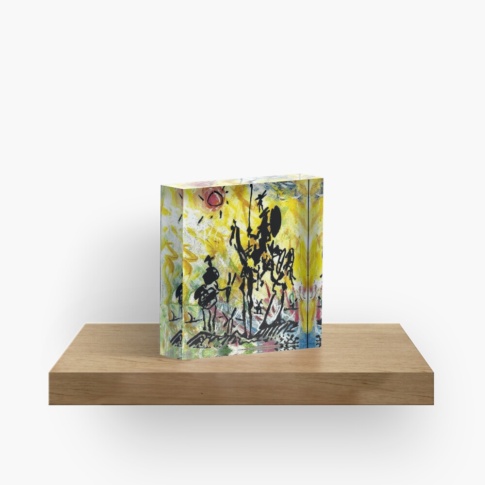 DON QUIXOTE : Vintage Abstract Painting Print Acrylic Block
