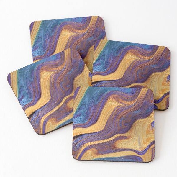 Item preview, Blue-gold acryl pouring abstract painting designed and sold by CasualMadness.