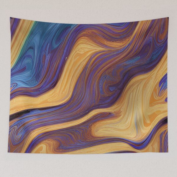 Artikelvorschau, Abstrakte Malerei aus blau-goldenem Acryl entworfen und verkauft von CasualMadness.