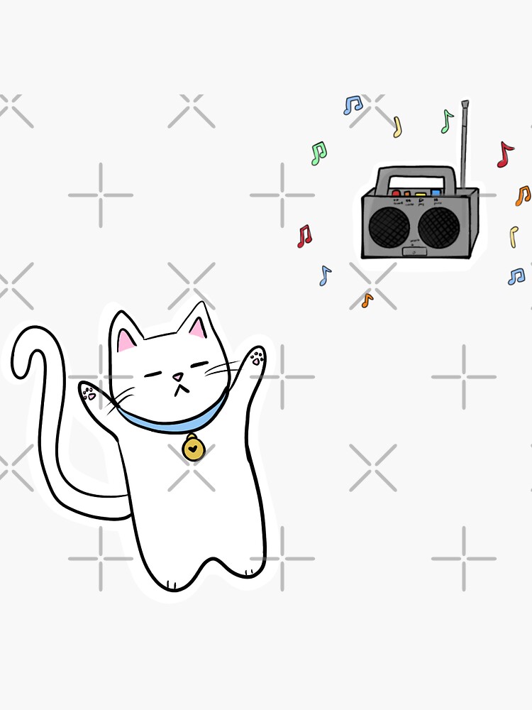 "Happy dancing cat sticker (version 6 Milk the cat)" Sticker for Sale