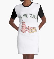 Tis The Season Little Debbie Inspired Christmas Tree Snack Cake Graphic T-Shirt Dress
