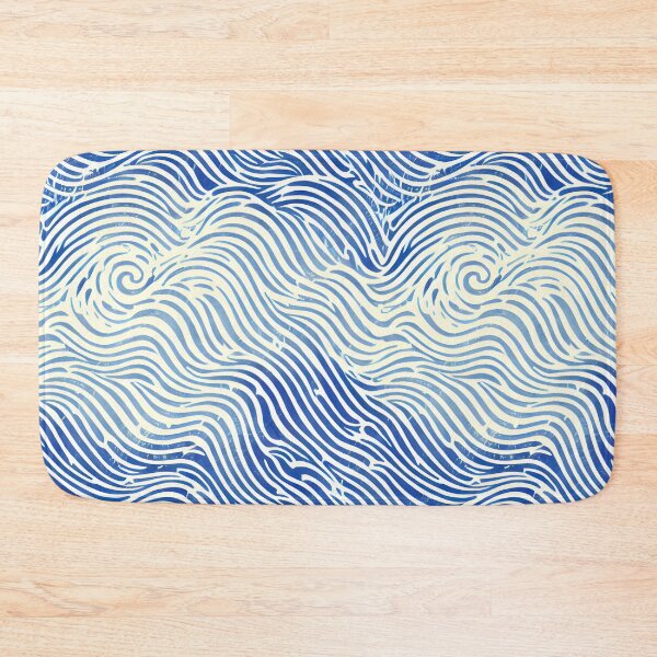 Item preview, Abstract linocut ocean wave pattern designed and sold by CasualMadness.