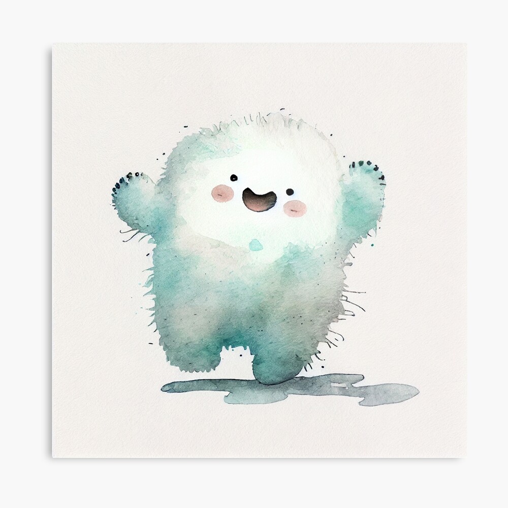 Yeti and baby yeti acrylic painting original signed very cute!