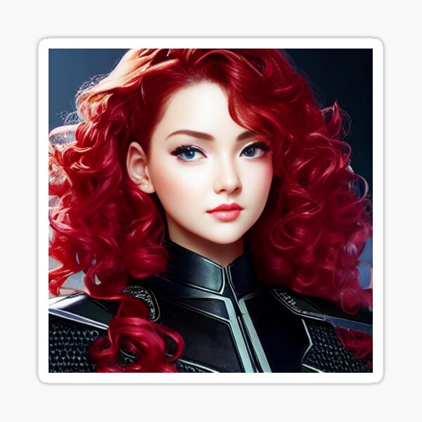 Vista previa del artículo con la obra «mujer futurista de pelo rojo», diseñado y vendido por Koutrax.