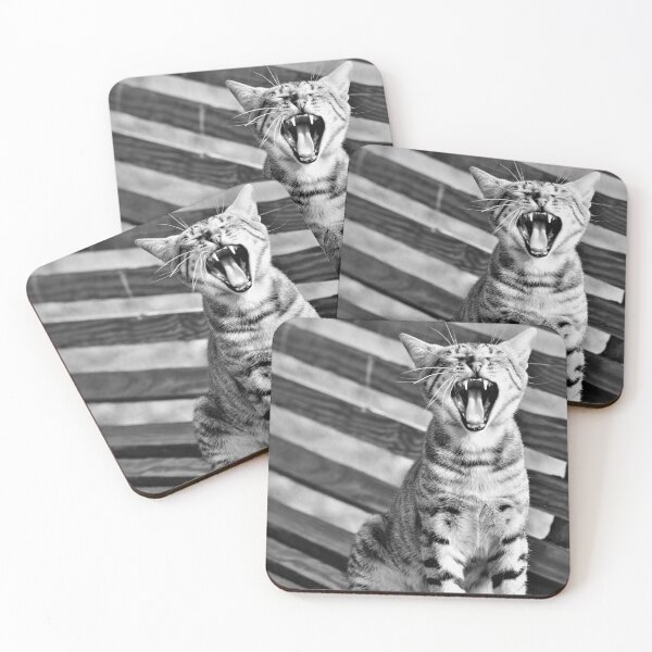 Item preview, Black & White Cute Cat funny yawning designed and sold by CCC2021.