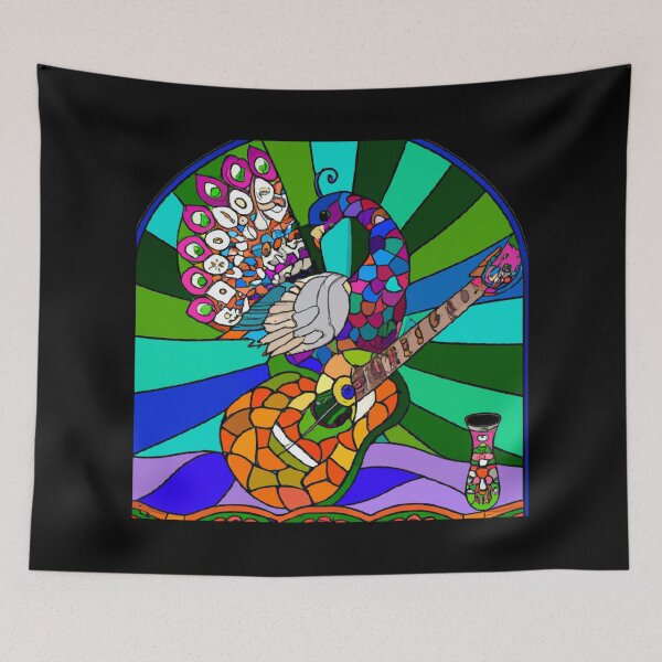 Item preview, Peacock playing Guitar as a Stained Glass Window (AI Generated Art) designed and sold by Cowboy Folly.