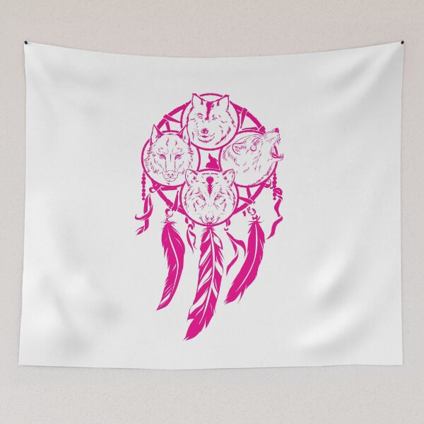 Item preview, Four Wolves Dream Catcher Pink designed and sold by Barnissim.