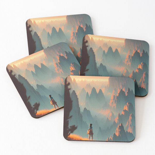Item preview, Cute Anime Girl - Mountain Range at Sunset Landscape designed and sold by Trendy-Now.