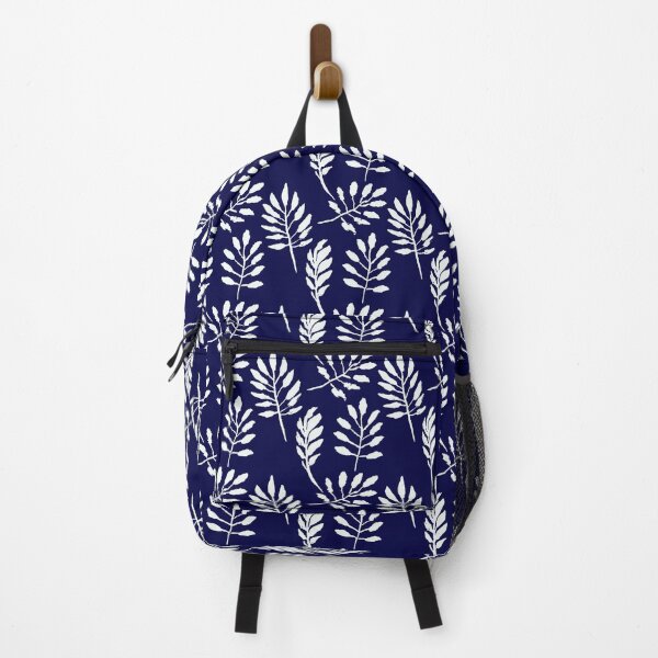 Item preview, White Leaves On Navy A Hand Painted Patterns designed and sold by SeemDev786.