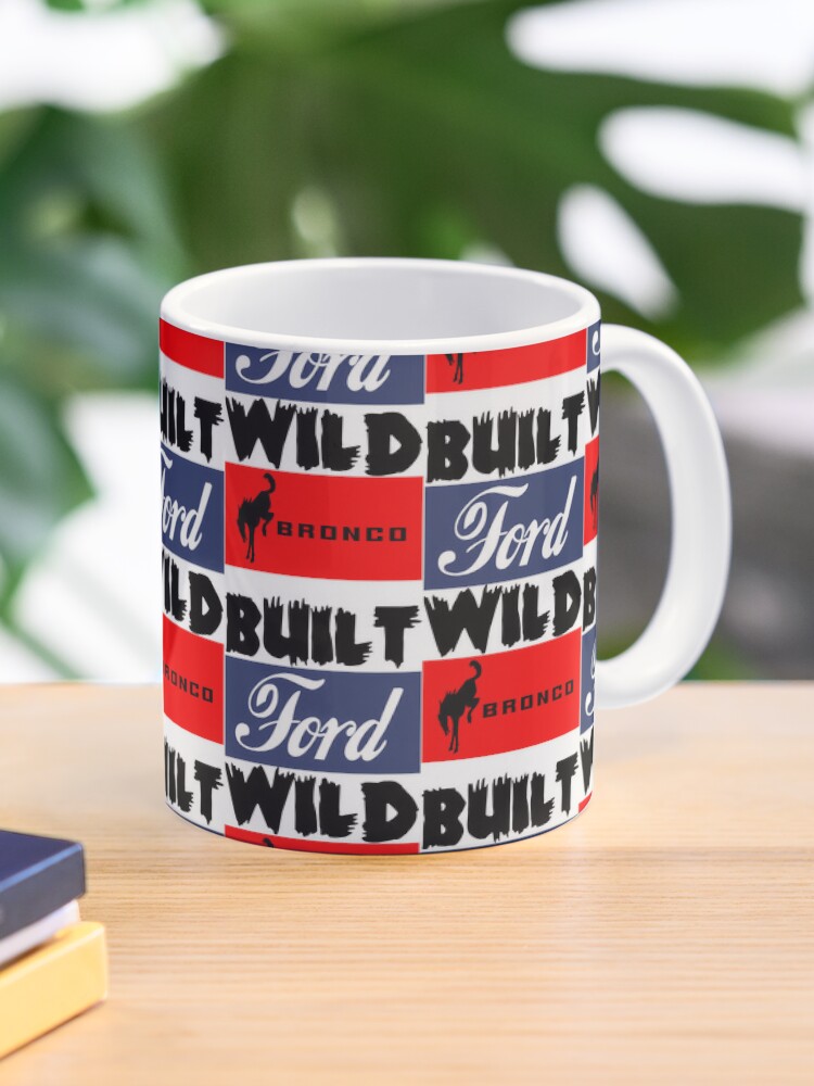 Ford Bronco Built Wild Mountains Enamel Mug