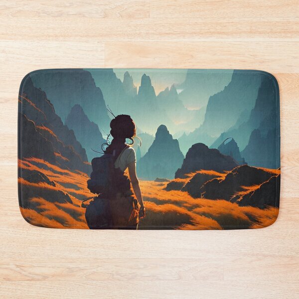 Item preview, A Girl in Mountain Range at Sunset Anime Landscape designed and sold by Trendy-Now.