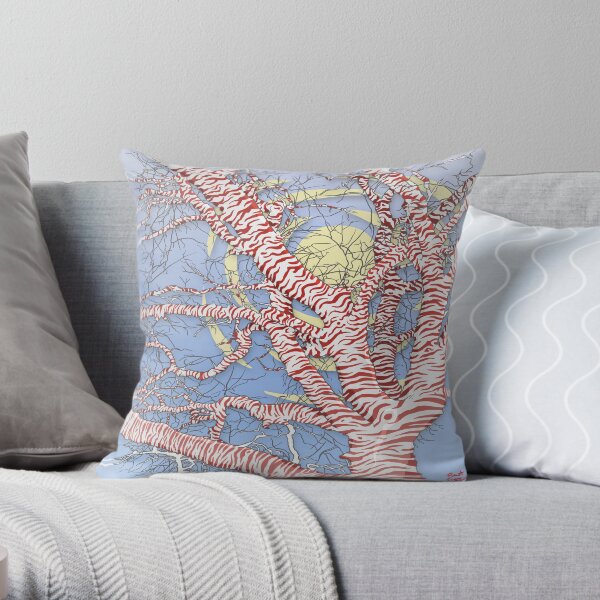 Striped Tree Digital Design Throw Pillow