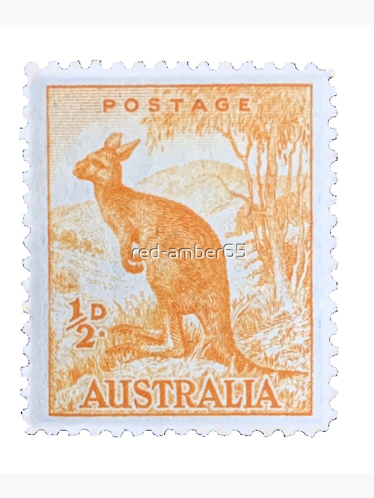 Vintage Orange Kangaroo Australia Postage Stamp Photographic Print for Sale  by red-amber65