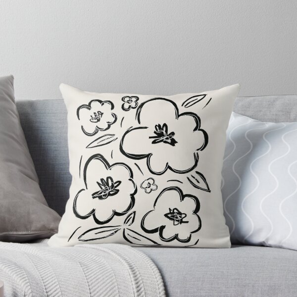 Aperçu de l'œuvre Croquis floral en noir et blanc - Art Boho moderne créée et vendue par BohomadicStudio.